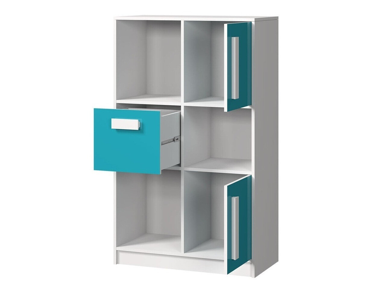 Boekenkast Merevari 101 (Wit + Glanzend wit + Grijs)