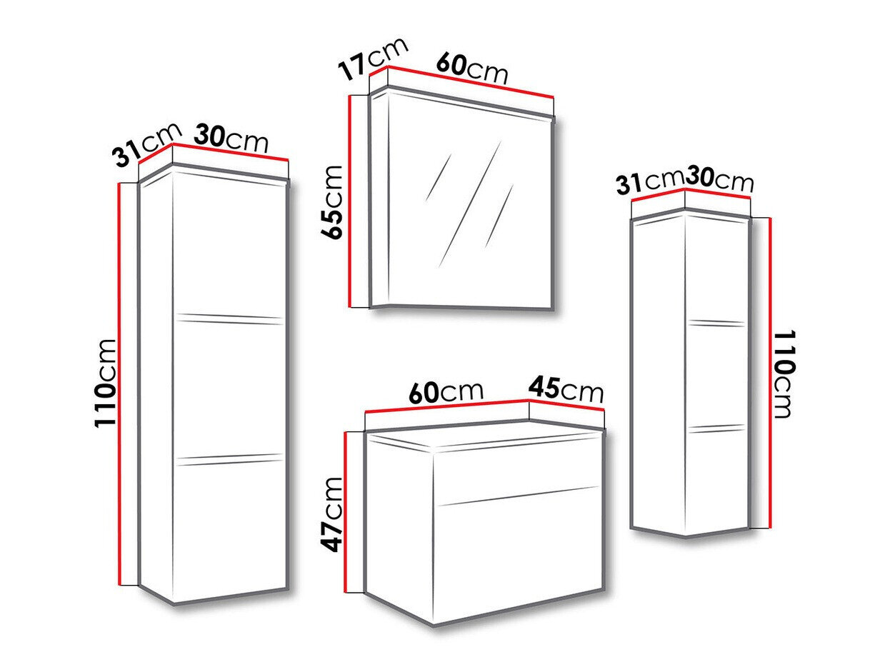 Ensemble de salle de bain Tucson 105 (Blanc + Blanc brillant)