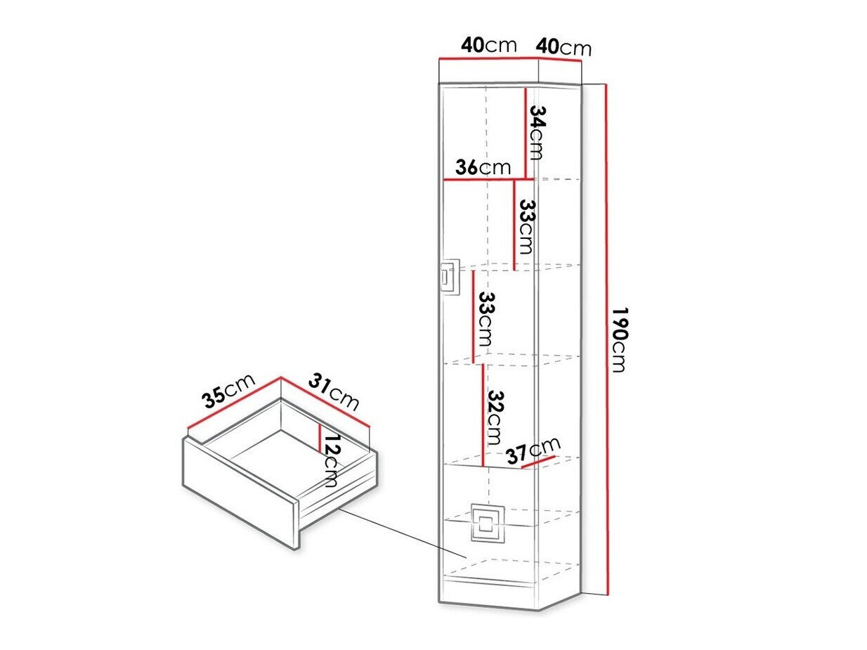 Reol Tolfere 104 (Lys eg + Hvid)
