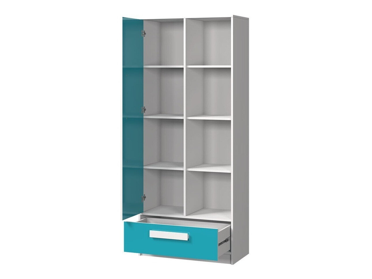 Boekenkast Merevari 104 (Wit + Glanzend wit + Grijs)
