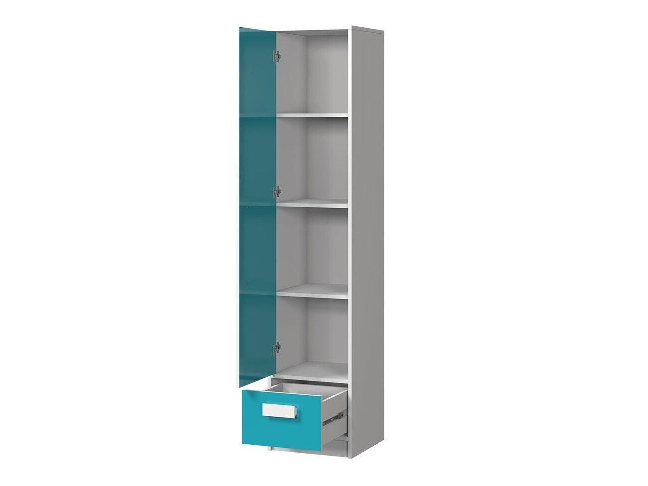 Boekenkast Merevari 105 (Wit + Glanzend wit + Grijs)