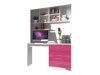 Chambre enfant complète Campus (Blanc brillant + Rose brillant)