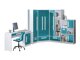 De reeks van de kinderkamer Merevari 107 (Wit + Glans Turquoise)