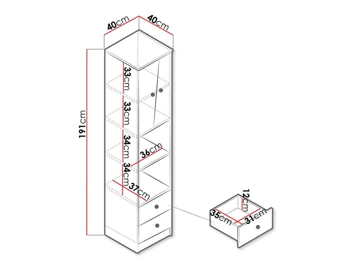 Reol Almira 104 (Artisan eg + Hvid)