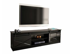 TV-meubel Charlotte 156 (Zwart + Glanzend zwart)