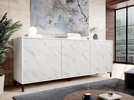 Skænk Charlotte 158 (Hvid + Hvid marmor)