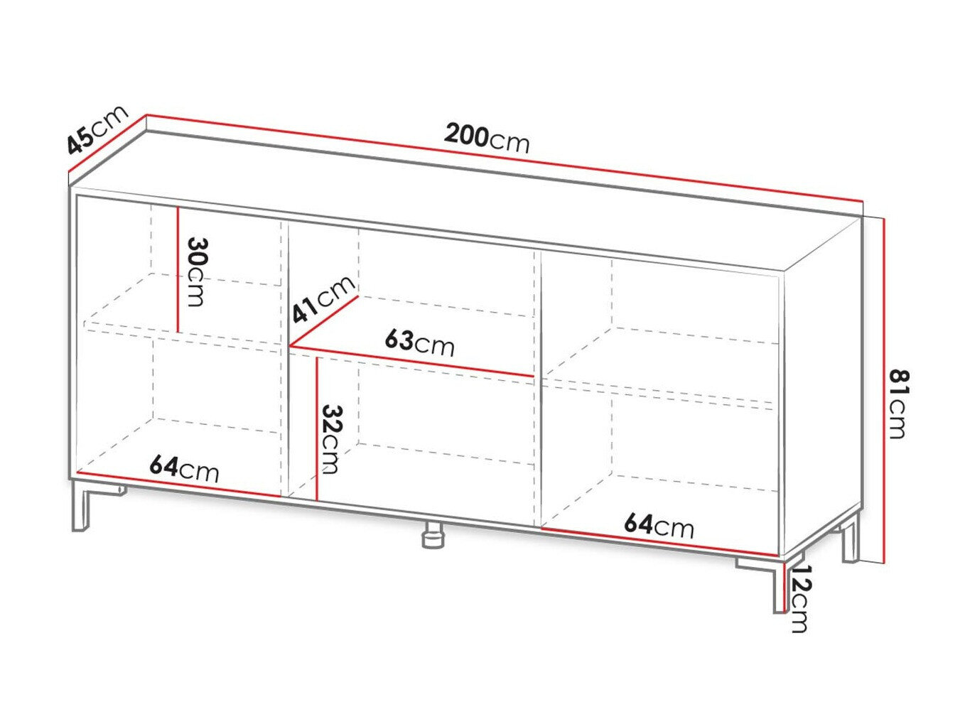 Skænk Charlotte 158 (Hvid + Hvid marmor)