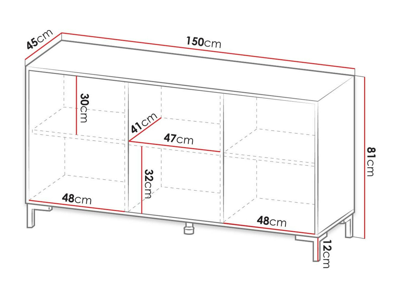 Dressoir Charlotte 159 (Wit + Wit marmer)