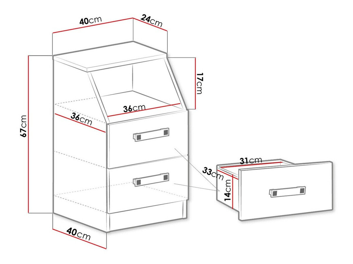 Skuffesektion Sorviru 102 (Hvid + Lyserød)