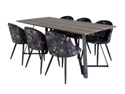 Eetkamerset Dallas 340 (Bloemen patroon + Zwart)