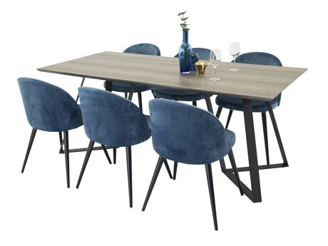 Eetkamerset Dallas 340 (Donkerblauw + Zwart)