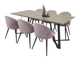 Eetkamerset Dallas 340 (Stoffig roze + Zwart)