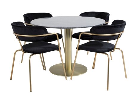 Eetkamerset Dallas 1208 (Zwart + Gouden)