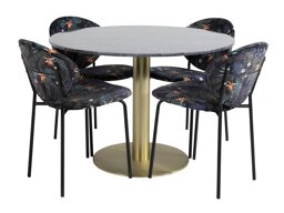 Eetkamerset Dallas 1209 (Bloemen patroon + Zwart)