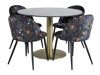 Eetkamerset Dallas 1219 (Bloemen patroon + Zwart)
