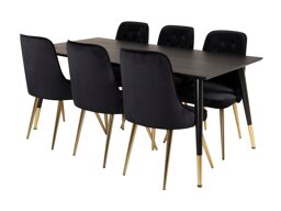Eetkamerset Dallas 1256 (Zwart + Gouden)