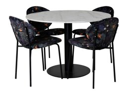 Eetkamerset Dallas 1298 (Bloemen patroon + Zwart)