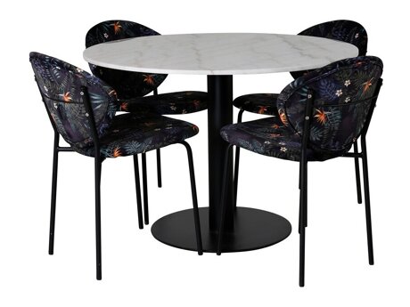 Eetkamerset Dallas 1298 (Bloemen patroon + Zwart)
