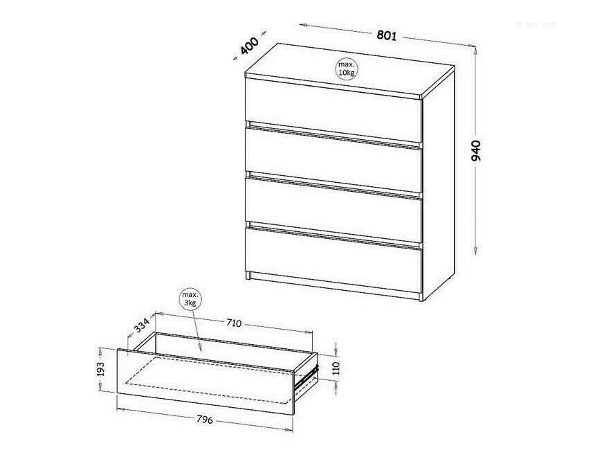 Kommode Evaropha 104 (Wotan eg + Hvid)