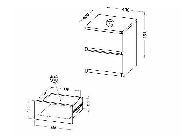 Sengebord Evaropha 109 (Hvid)