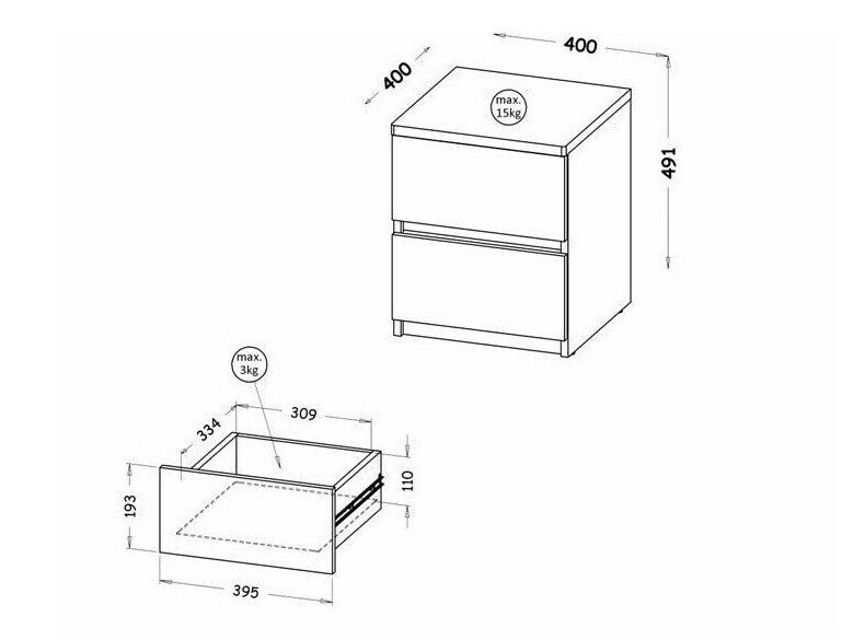 Sengebord Evaropha 109 (Wotan eg + Hvid)