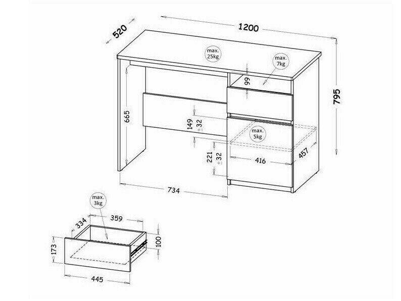 Skrivebord Evaropha 106 (Hvid)