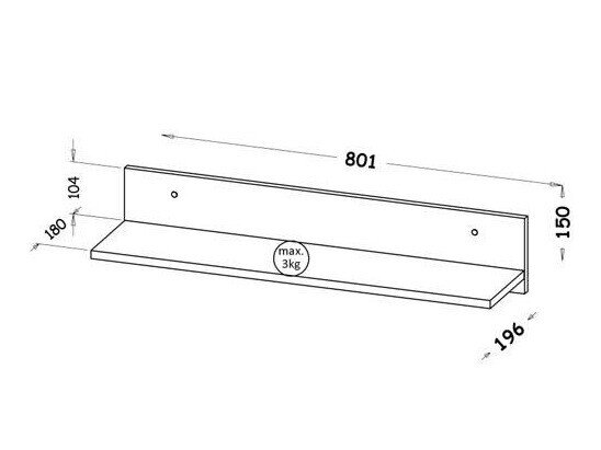 Wandplank Evaropha 107 (Wotan eik + Wit)