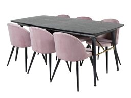 Eetkamerset Dallas 1449 (Roze + Zwart)