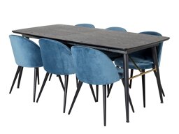 Eetkamerset Dallas 1449 (Blauw + Zwart)