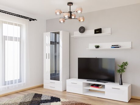 Stuemøbelsæt Tornola 115 (Hvid + Glansfuld hvid)