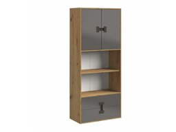 Boekenkast Florevi 112 (Grijs met glans + Artisan eiken)