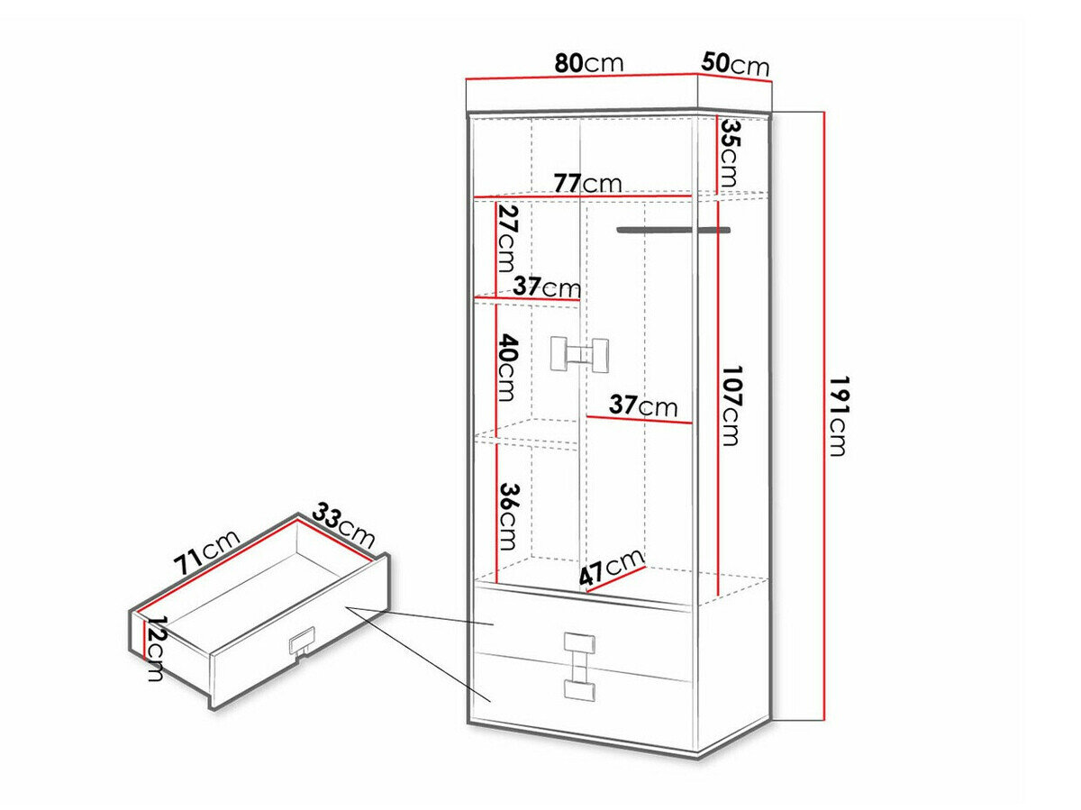 Garderobeskab Florevi 113 (Mat hvid + Artisan eg)