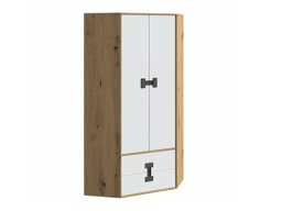 Hoekkledingkast Florevi 114 (Mat wit + Artisan eiken)
