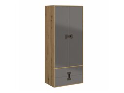 Kledingkast Florevi 113 (Grijs met glans + Artisan eiken)