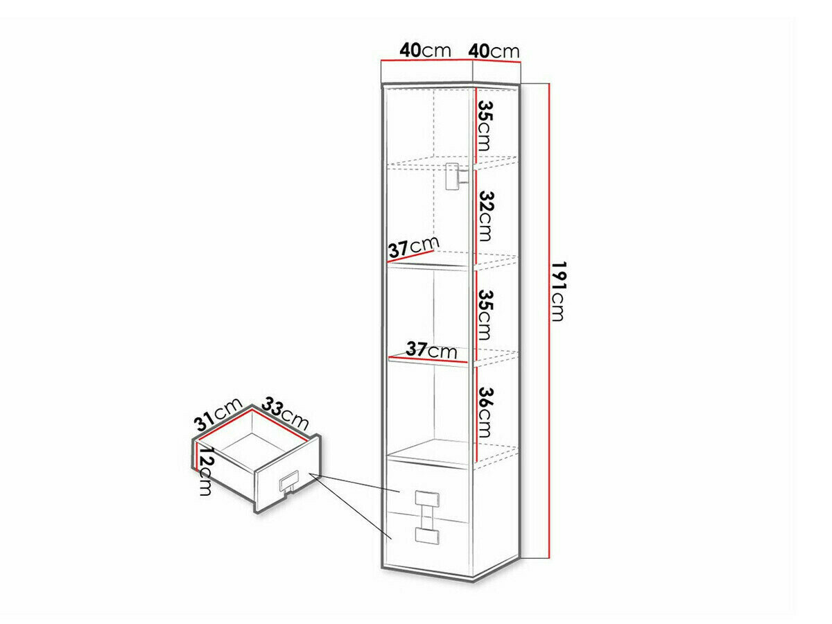 Reol Florevi 111 (Glansfuld hvid + Artisan eg)