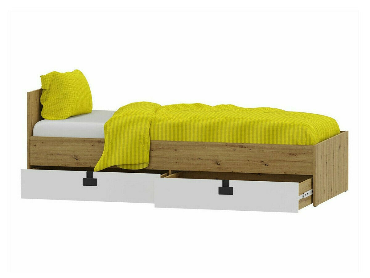 Bed Florevi 106 (Glanzend wit + Artisan eiken)