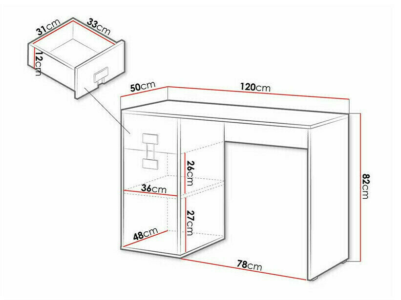 Bureau Florevi 100 (Grijs met glans + Artisan eiken)
