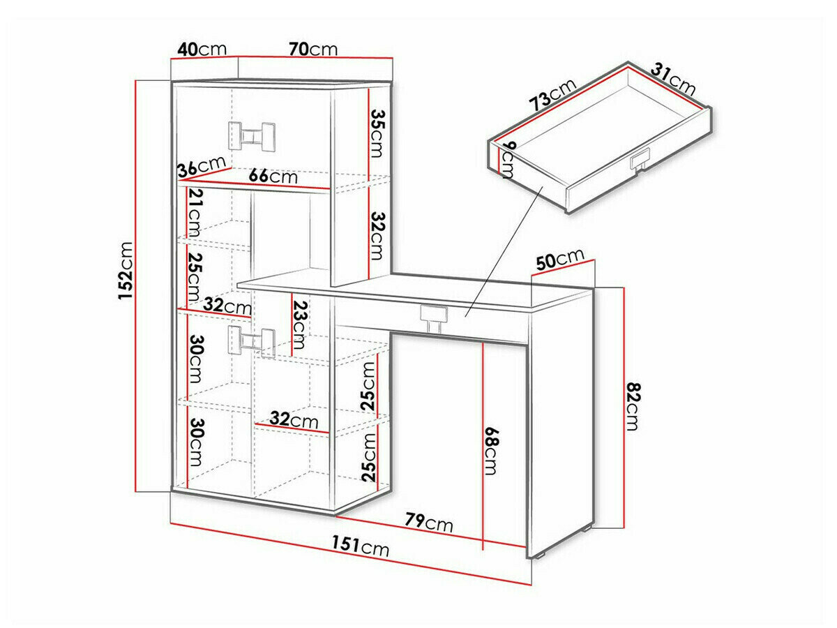 Bureau Florevi 101 (Grijs met glans + Artisan eiken)