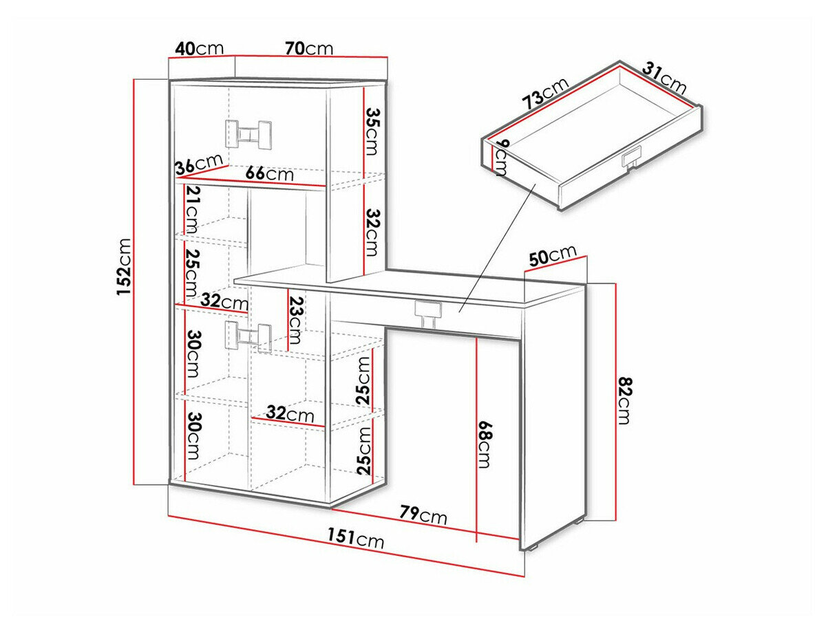 Bureau Florevi 101 (Mat wit + Artisan eiken)