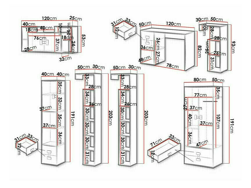 Hjemmekontorsæt Florevi 104 (Gloss grå + Artisan eg)