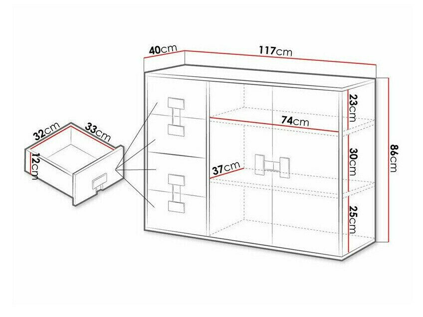Kommode Florevi 102 (Mat hvid + Artisan eg)