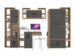 Thuiskantoorset Florevi 104 (Grijs met glans + Artisan eiken)