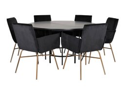 Eetkamerset Dallas 2391 (Zwart + Messing)