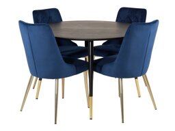 Eetkamerset Dallas 1178 (Blauw + Gouden)