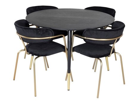 Eetkamerset Dallas 1180 (Zwart + Gouden)
