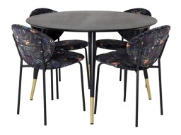 Eetkamerset Dallas 1186 (Bloemen patroon + Zwart)