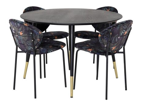 Eetkamerset Dallas 1186 (Bloemen patroon + Zwart)