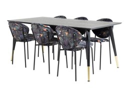 Eetkamerset Dallas 1260 (Bloemen patroon + Zwart)