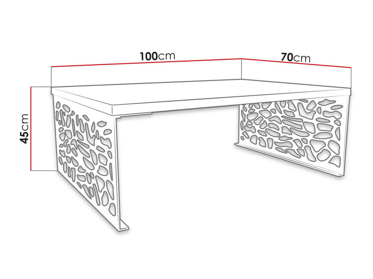 Table basse Germantown 107 (Blanc brillant + Noir mat)