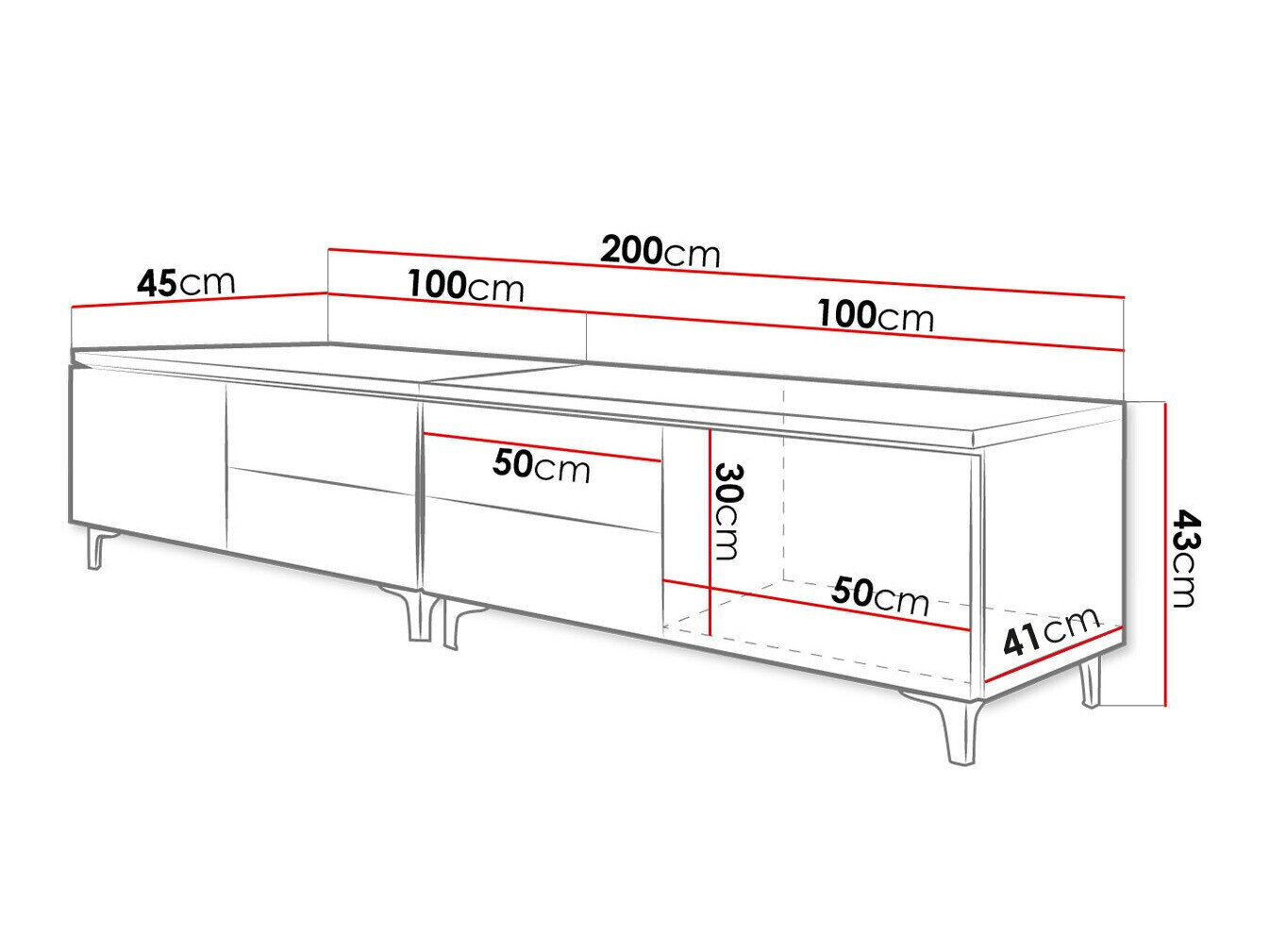 TV-bord Nashville 128 (Hvid + Blank sort)